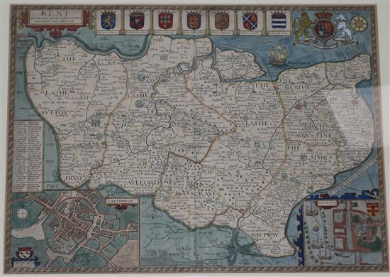 John Speed (1552-1529), Kent with Her Cities and Earles Described and Observed..., 37 x 50cm